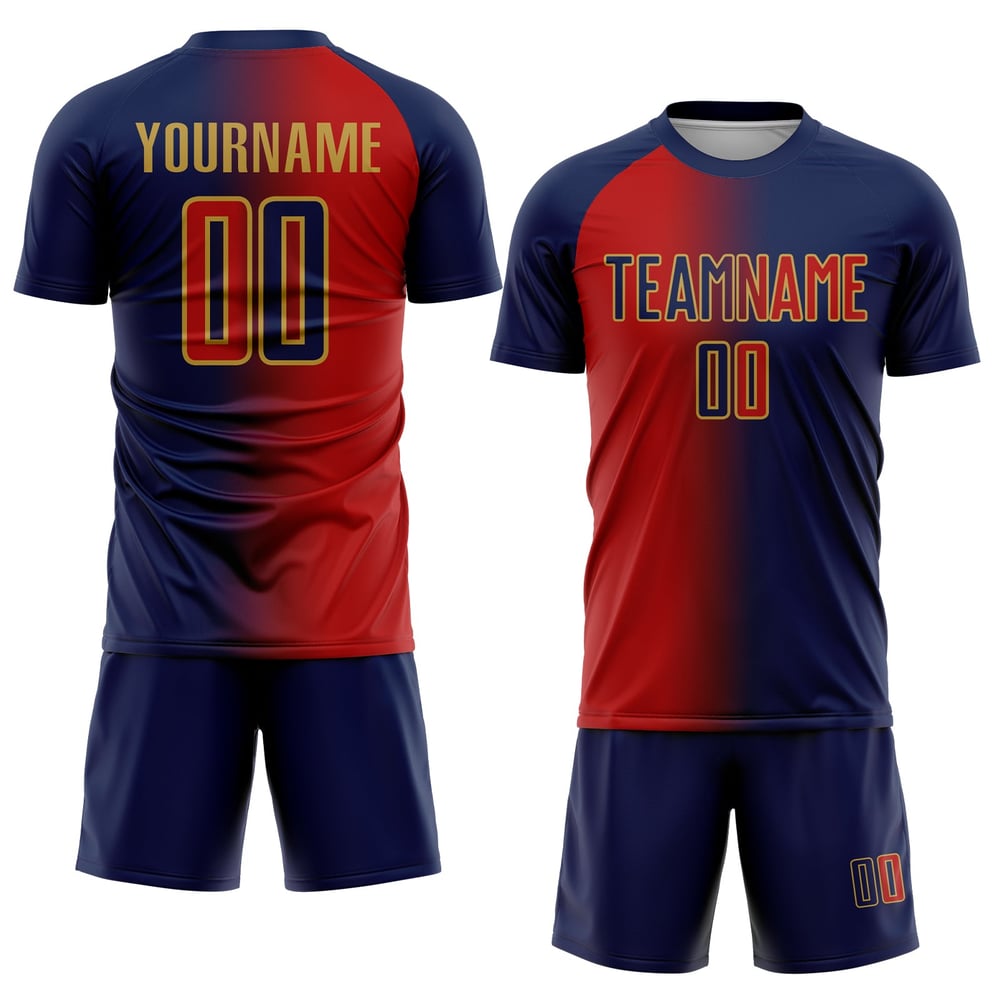 Fußballmode Gold Sublimation Uniform Custom Gradient Jersey Rot-Old Navy