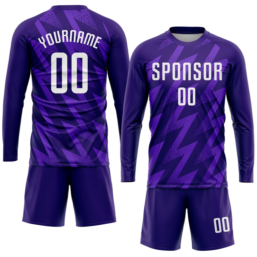 Purple Custom Uniform White Jersey Soccer Sublimation