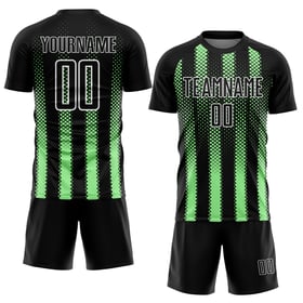 Erbsengrün-Weiß Geometrische Form Schwarz Fußball Uniform Custom Sublimation Jersey