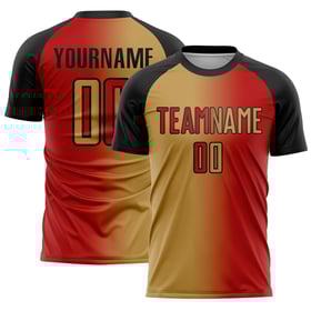 Alte Uniform Custom Sublimation Mode Rot Fußball Gold-Schwarz Gradienten Jersey
