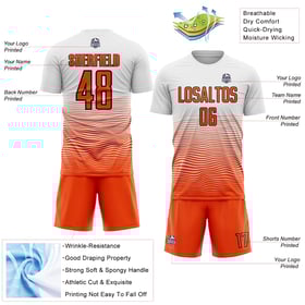 Uniform Line Soccer Custom Sublimation White Orange-Black Gradient Jersey