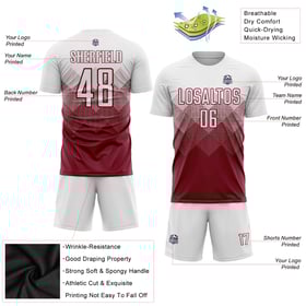 White Sublimation Custom Jersey Crimson Uniform Soccer