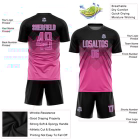 Black-LIght Sublimation Custom Jersey Soccer Uniform Pink Shape Blue Gradient Square