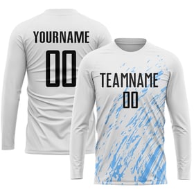 Blue Soccer Jersey Sublimation Custom White Black-Light Uniform