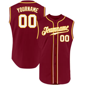 Authentic Custom Crimson Jersey Baseball Sleeveless White-Gold