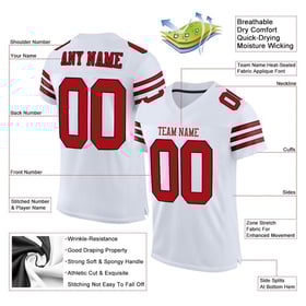 Football Authentic Custom Jersey Red-Black Mesh White