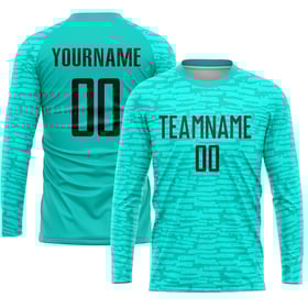 Black Soccer Aqua Custom Jersey Sublimation Uniform