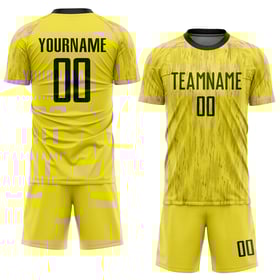 Camiseta de fútbol personalizada de sublimación negra, uniforme dorado