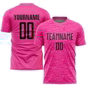 Maillot de football personnalisé rose et noir par sublimation