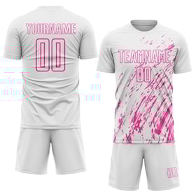 Pink Jersey White Soccer Custom Uniform Sublimation