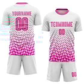 Pink Custom Jersey Soccer Uniform Sublimation White
