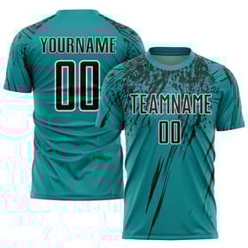 Uniform Sublimation Jersey Teal Soccer Black-White Custom