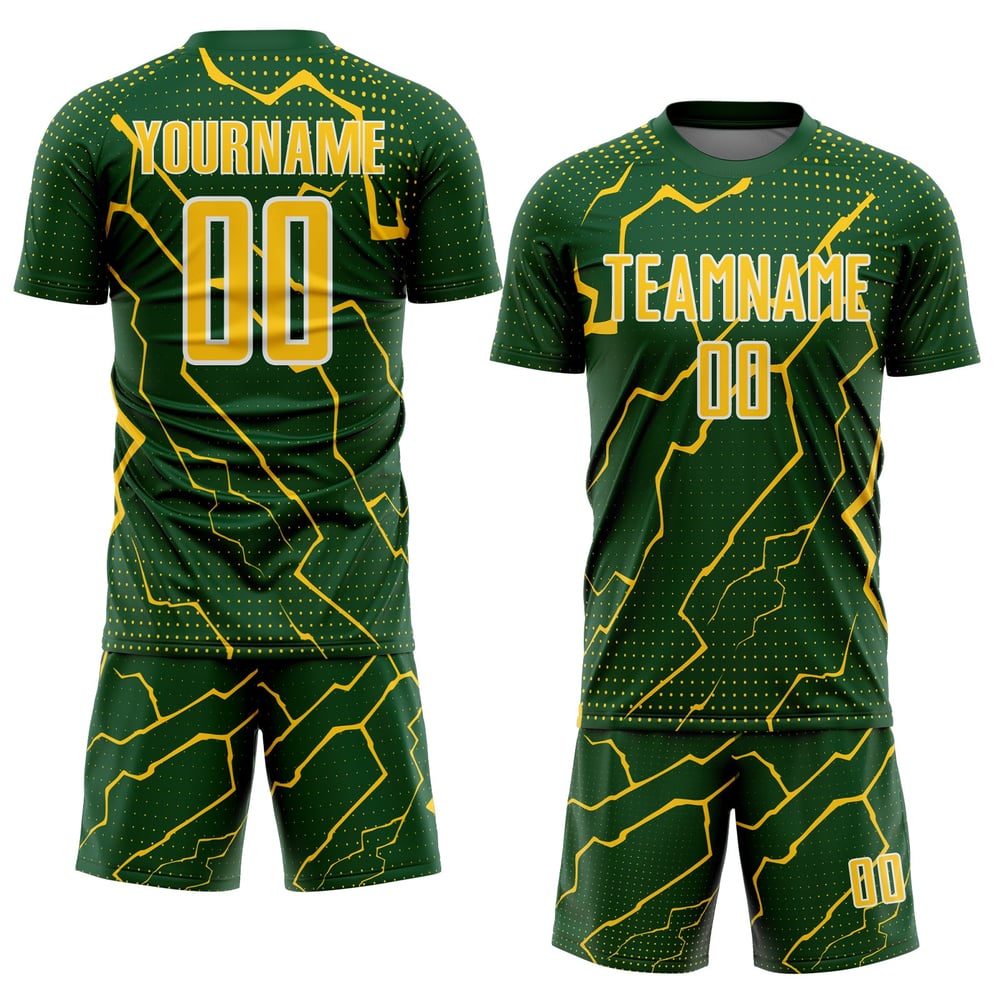 Maglia Lightning personalizzata sportiva giallo-bianca, uniforme da calcio verde