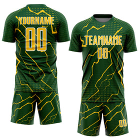 Maglia Lightning personalizzata sportiva giallo-bianca, uniforme da calcio verde