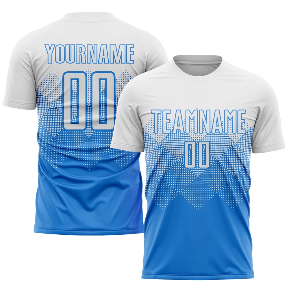 Uniform White Blue Powder Jersey Soccer Custom Sublimation