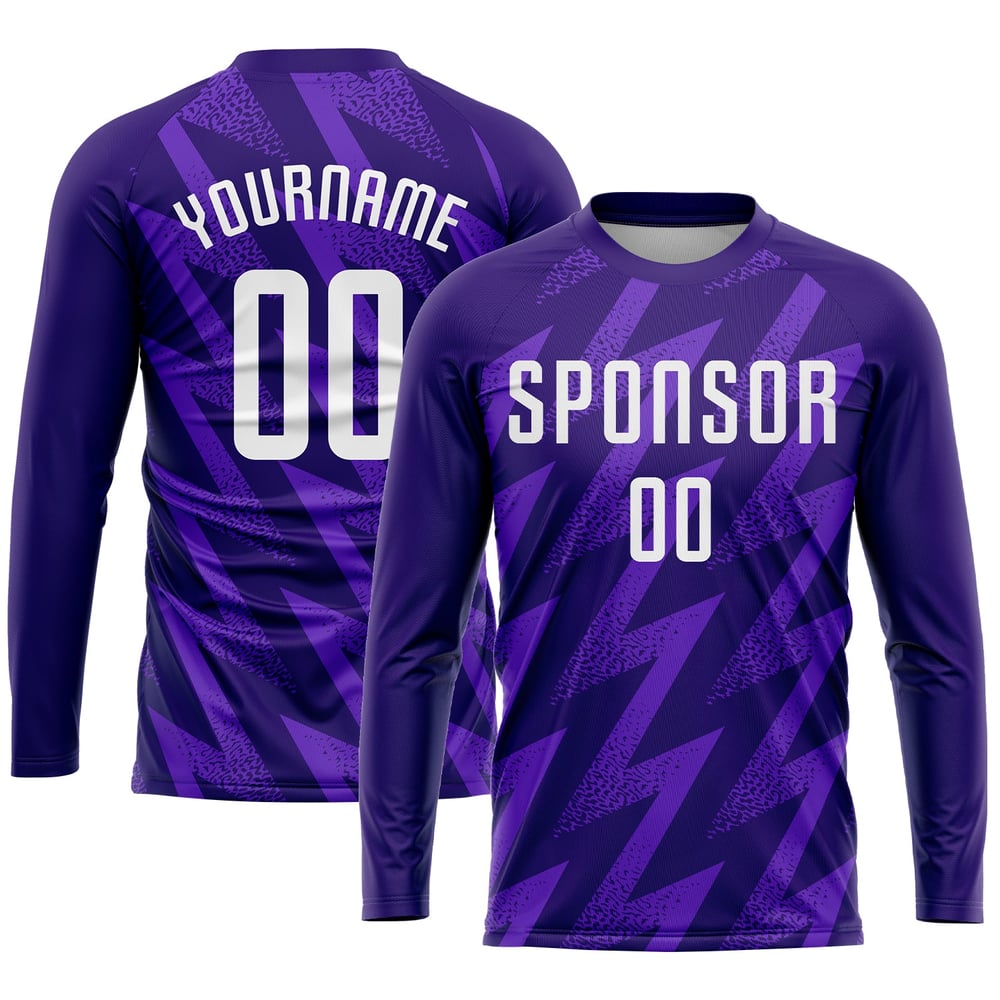 Purple Custom Uniform White Jersey Soccer Sublimation
