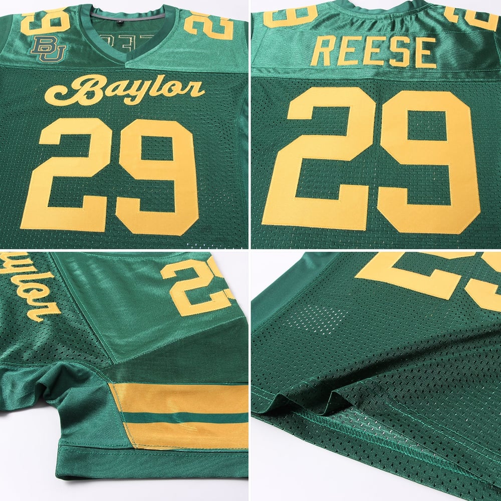 Gold Custom Football Jersey Green Authentic Mesh