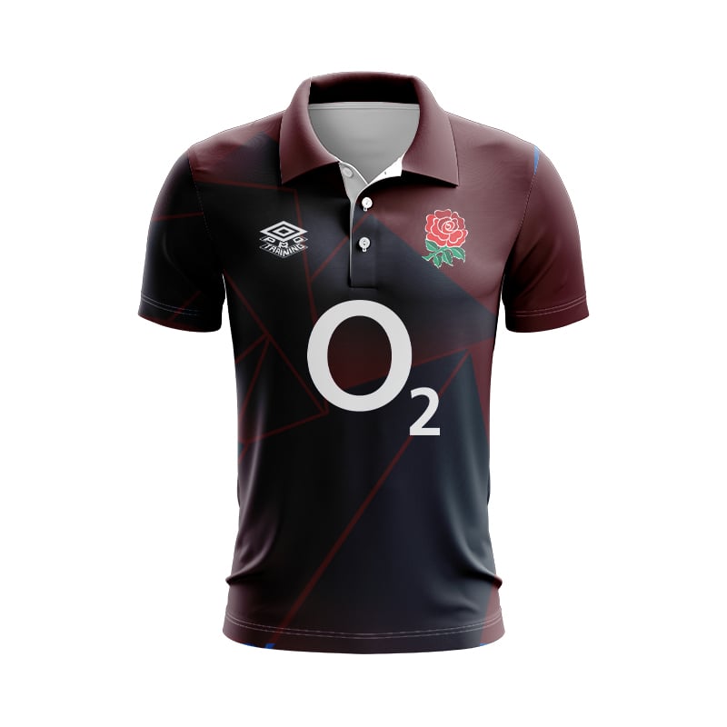 Men's England Rugby 2024/25 Third Warm Up Polo Shirt - Brown