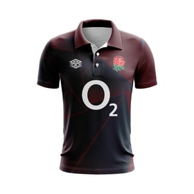 Men's England Rugby 2024/25 Third Warm Up Polo Shirt - Brown