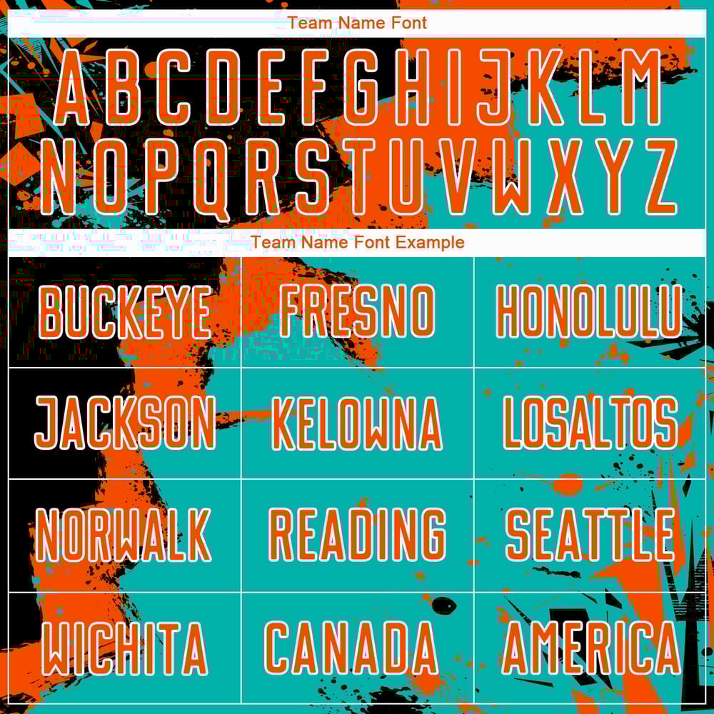 Spalsh Black Jersey Custom Soccer Uniform Sublimation Orange-Aqua