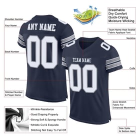 Jersey Authentic White-Light Navy Mesh Football Gray Custom