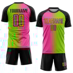 Neon Fußball Farbverlauf Grün Pink-Schwarz Sublimation Custom Uniform Fashion Jersey