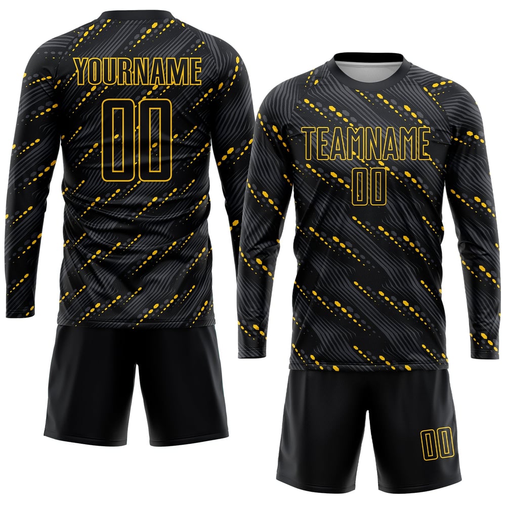 Uniform Jersey Black-Gold Custom Sublimation Soccer Black