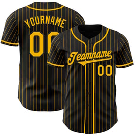 Camiseta de béisbol auténtica personalizada, dorada, negra y a rayas doradas