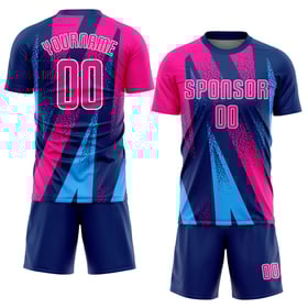 Sublimering av fotbollströjor med figurer, anpassad uniform, rosa - Royal