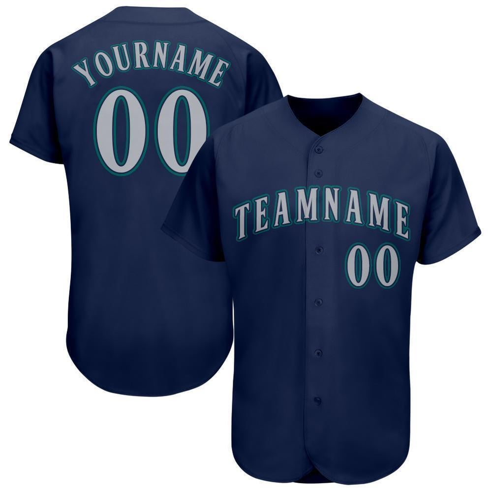 Camiseta de béisbol personalizada de la Marina, color gris y verde azulado