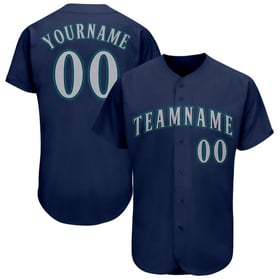 Camiseta de béisbol personalizada de la Marina, color gris y verde azulado