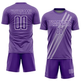 Lila Vit Anpassad Jersey Uniform Sublimeringslinjer Diagonal Fotboll