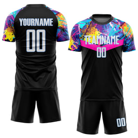 Blue Soccer Jersey Black Uniform White-Light Sublimation Custom