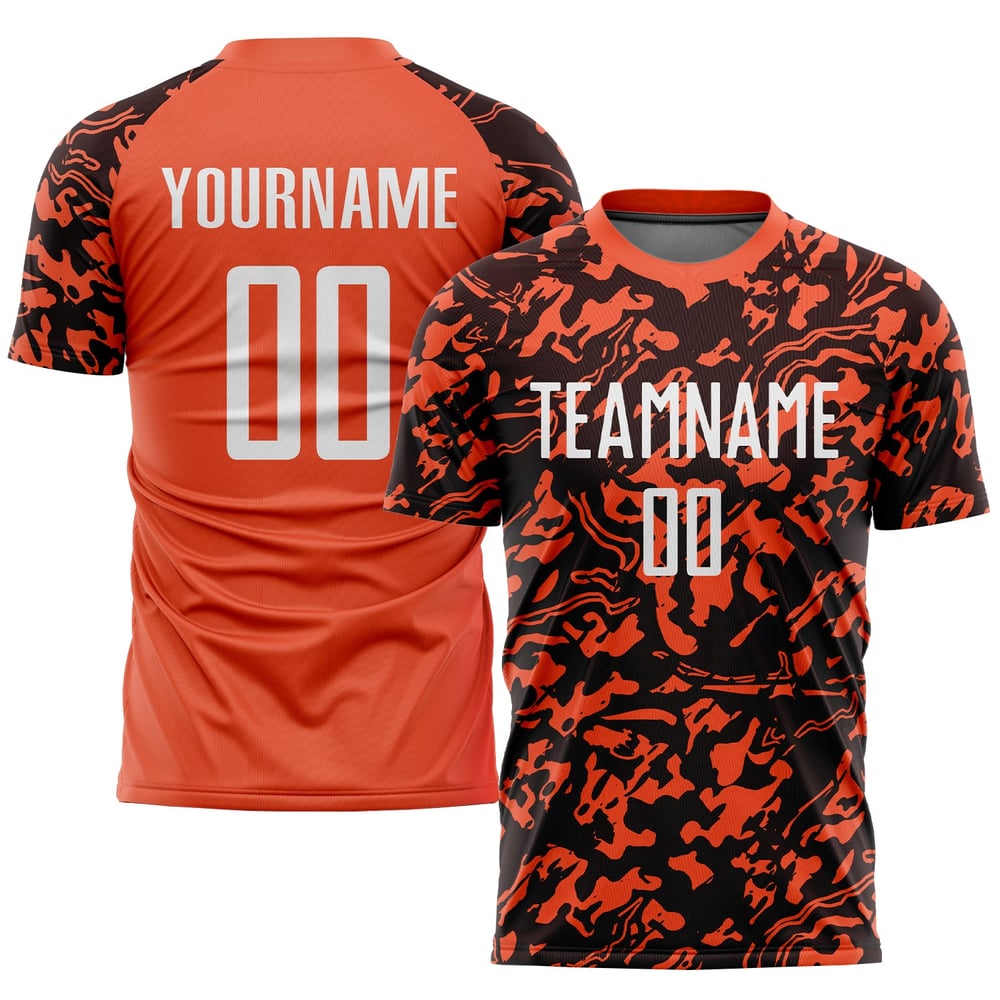Uniform Sublimation Custom Orange Jersey White-Black Soccer