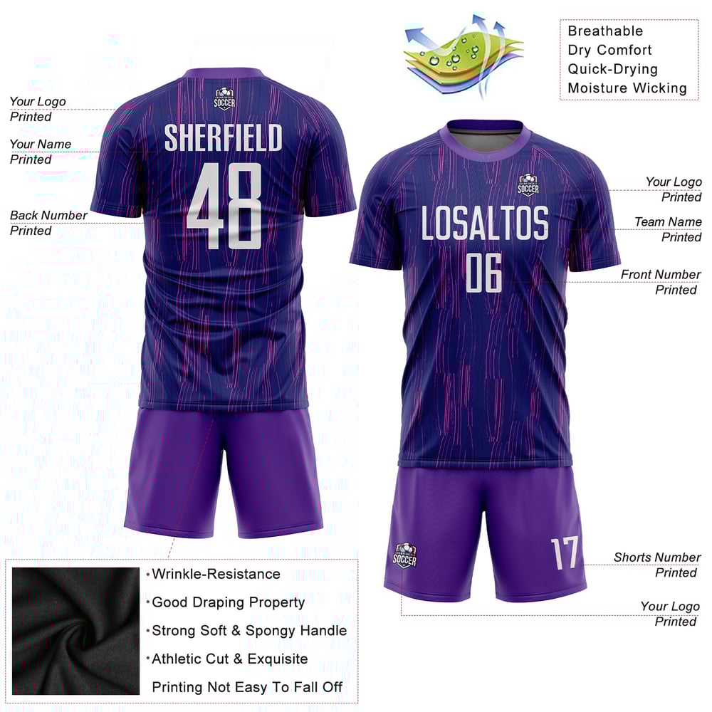 Uniform Jersey Purple Soccer White Sublimation Custom