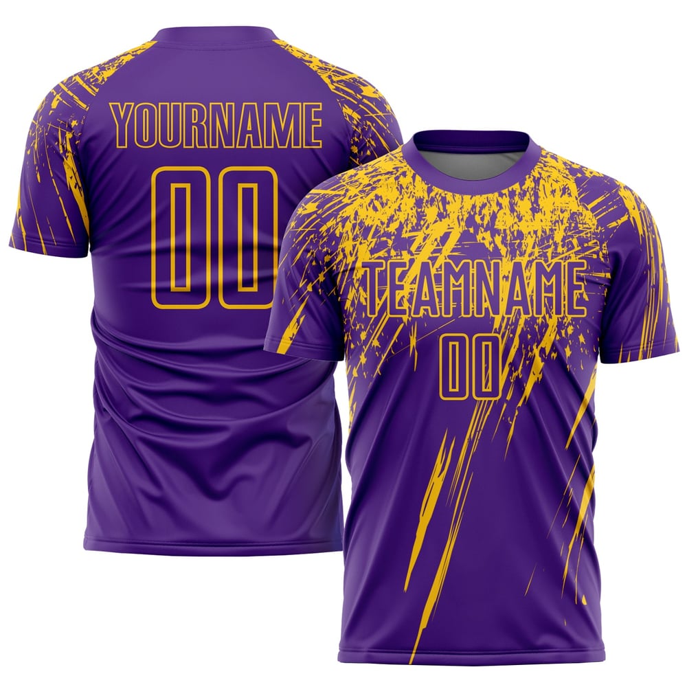 Purple Jersey Custom Uniform Soccer Yellow Sublimation