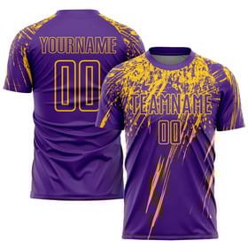 Purple Jersey Custom Uniform Soccer Yellow Sublimation