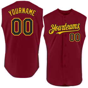 Jersey Crimson Custom Sleeveless Authentic Black-Gold Baseball