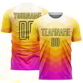 Hot Shapes Soccer Geometric Custom Pink-Black Jersey Yellow Uniform Sublimation