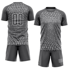 Maillot de football personnalisé à sublimation, lignes blanches et gris acier