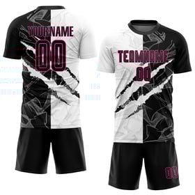 Scratch Graffiti Pattern Soccer Sublimation Custom Uniform Black-Pink Jersey