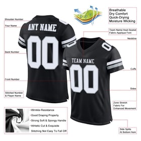 White-Silver Authentic Custom Black Mesh Jersey Football