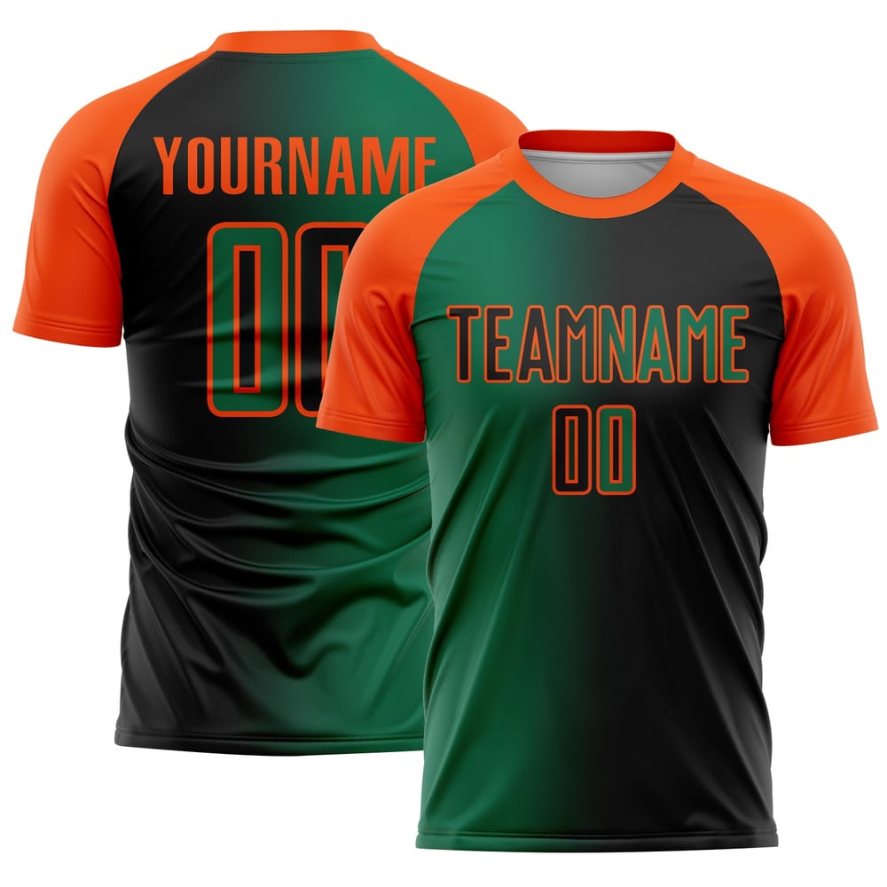 Schwarz Custom Sublimation Fußball Grün-Orange Fashion Kelly Uniform Jersey Gradient