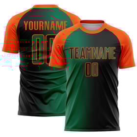 Schwarz Custom Sublimation Fußball Grün-Orange Fashion Kelly Uniform Jersey Gradient