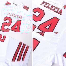 Football Authentic Custom Jersey Red-Black Mesh White