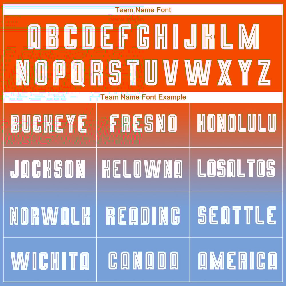 Orange Jersey Custom Uniform Soccer Fashion Sublimation Fade Sleeve White-Light Blue Long