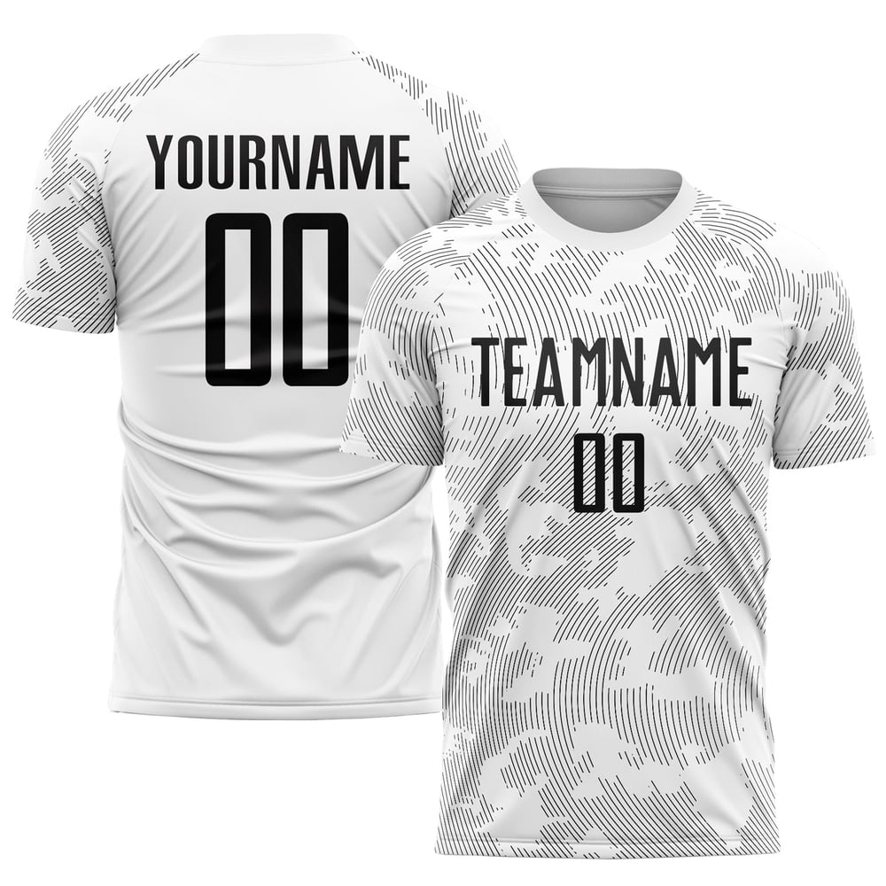 Custom Black Jersey Sublimation Uniform Soccer White