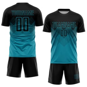 Jersey Black Custom Sublimation Soccer Teal Uniform