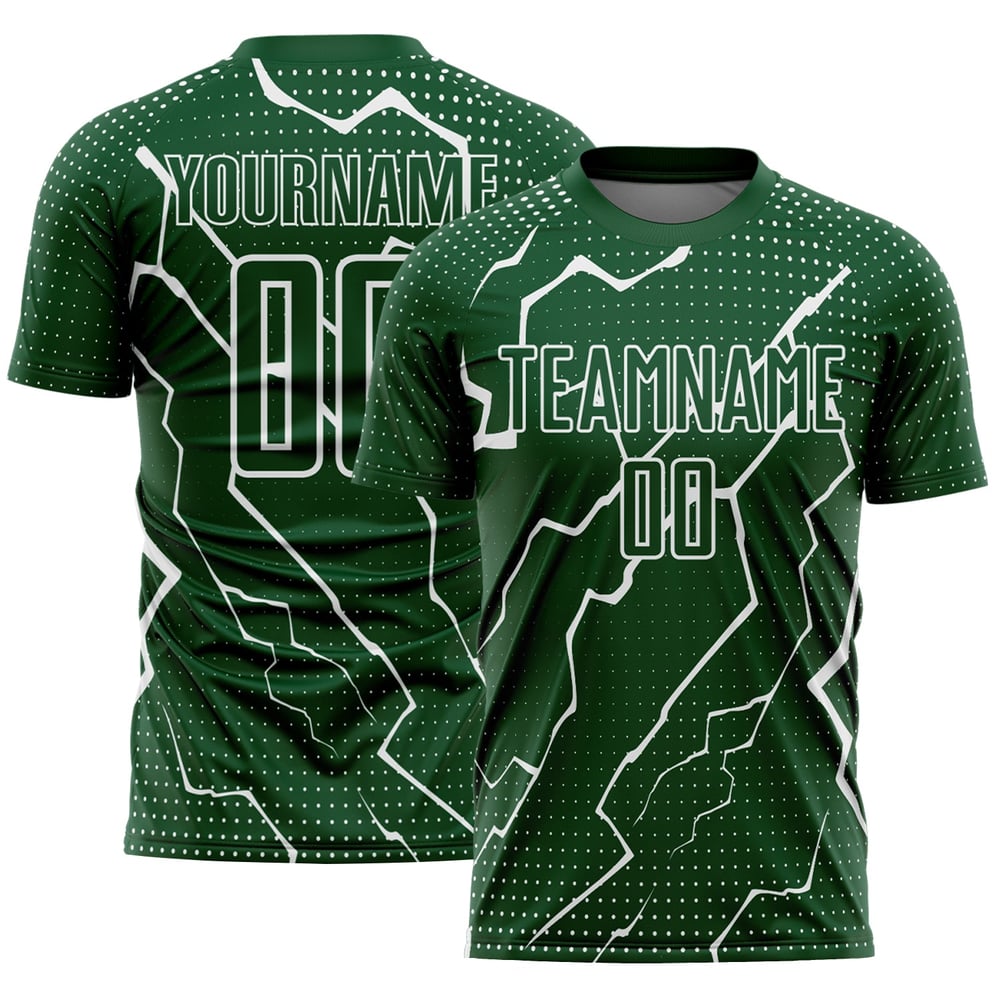 Maglia da calcio Lightning, uniforme sportiva personalizzata, stampata a sublimazione, verde e bianca