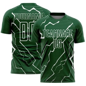 Maglia da calcio Lightning, uniforme sportiva personalizzata, stampata a sublimazione, verde e bianca